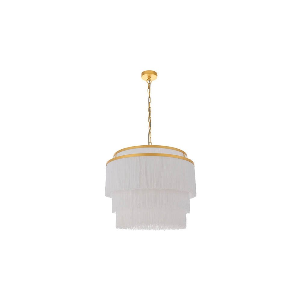 Gold & White Fringe Large Pendant
