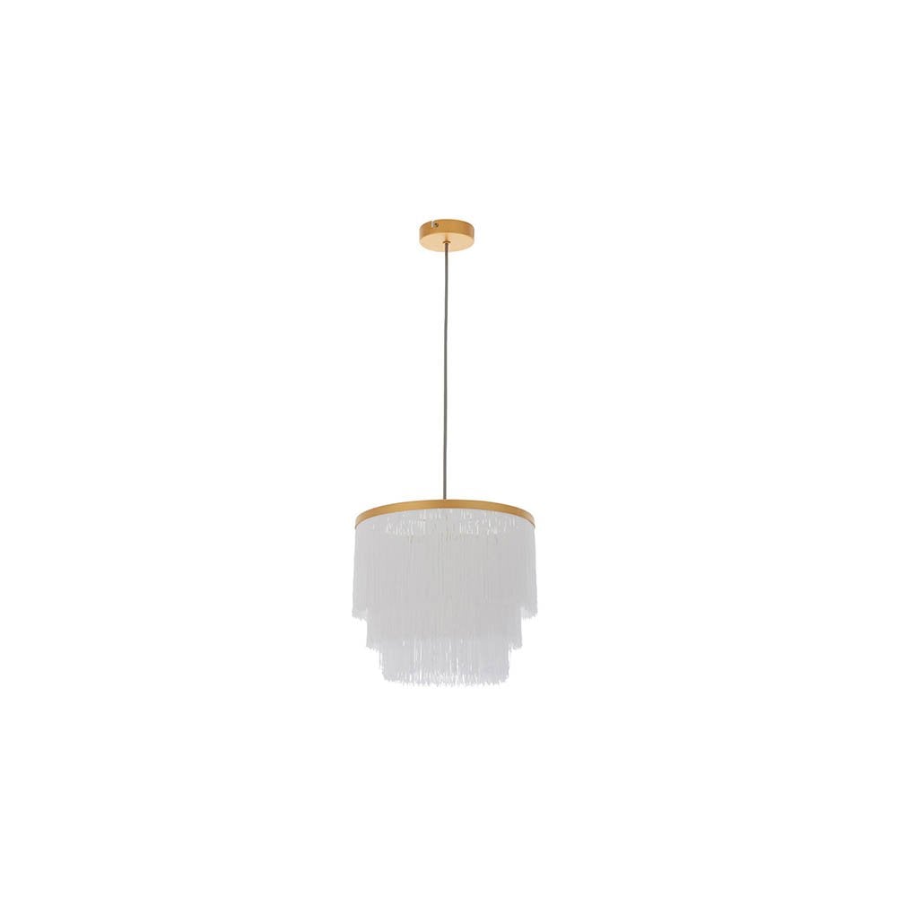 Gold & White Fringe Medium Pendant