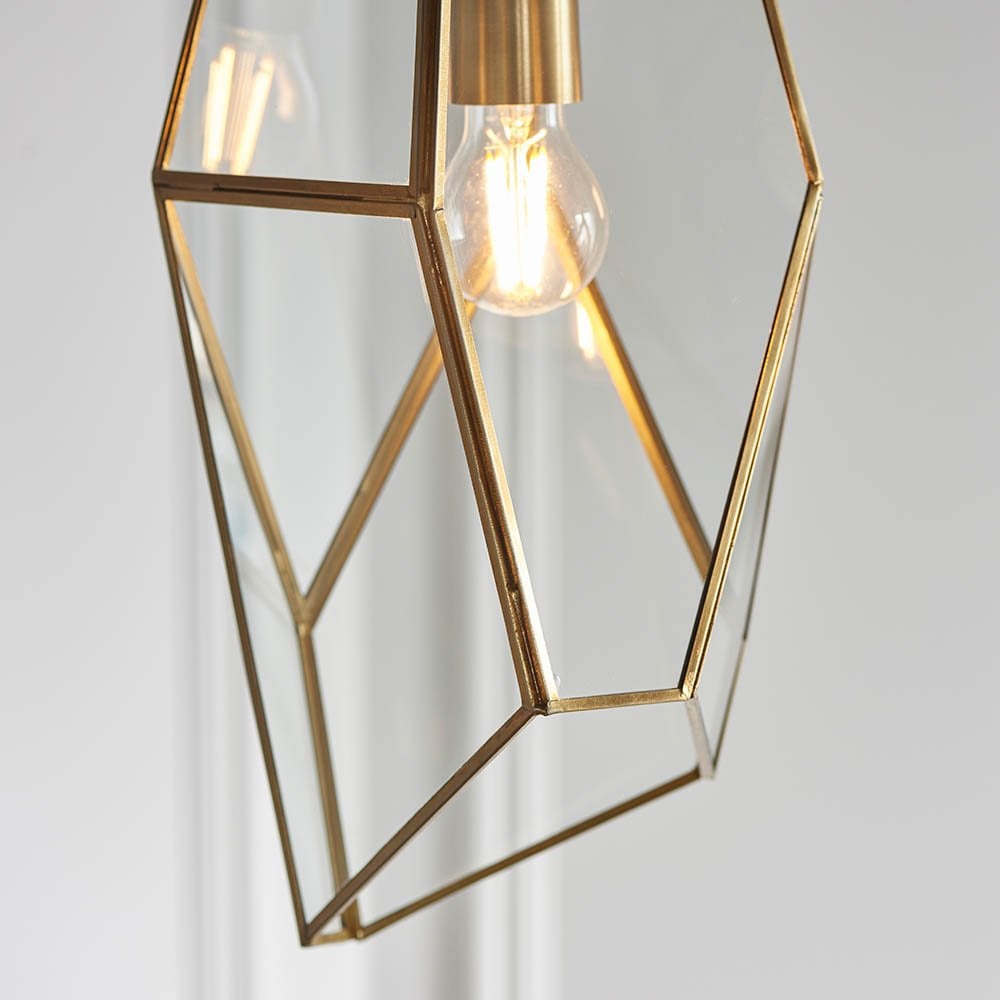 Avery Angled Cage Pendant in Antique Brass