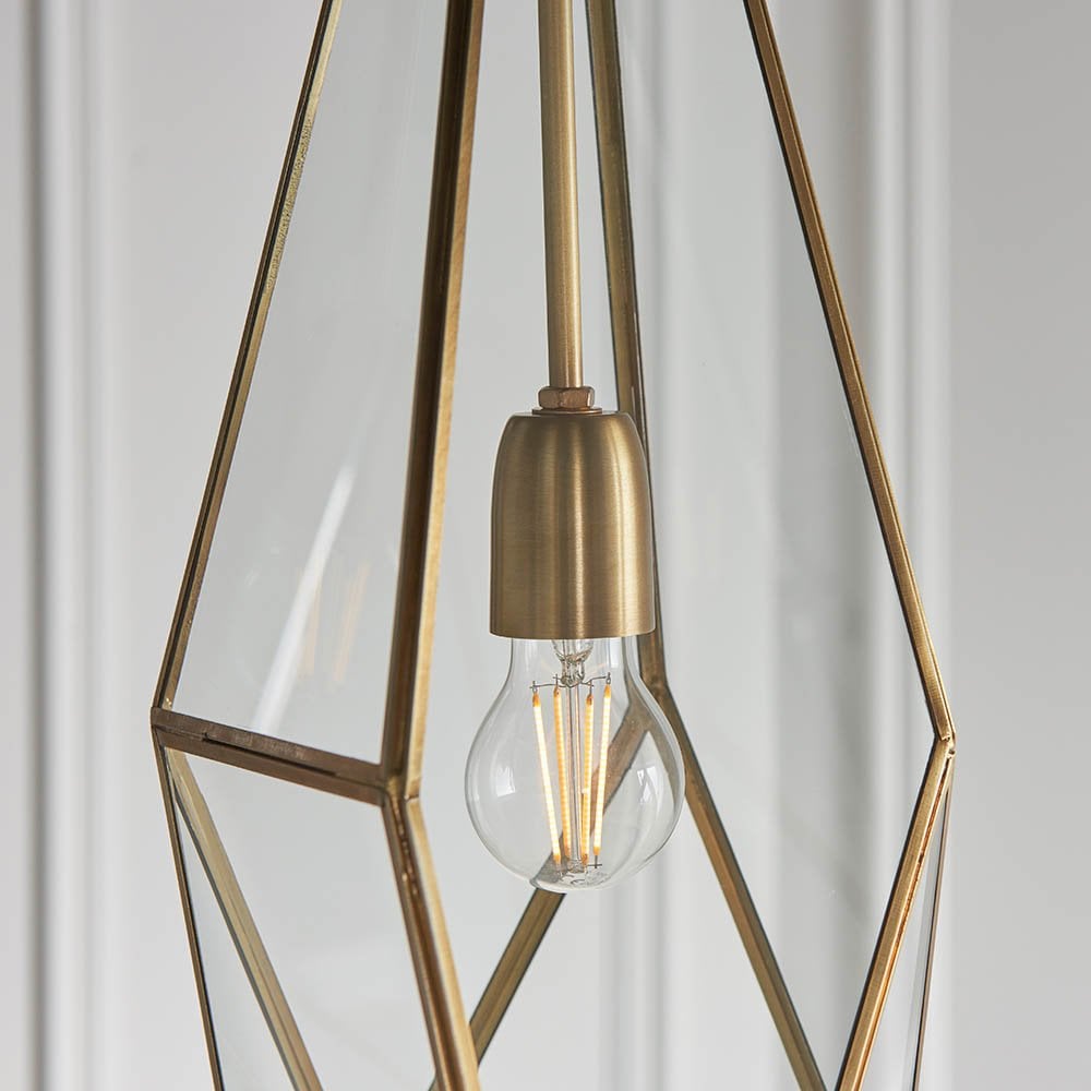 Avery Angled Cage Pendant in Antique Brass
