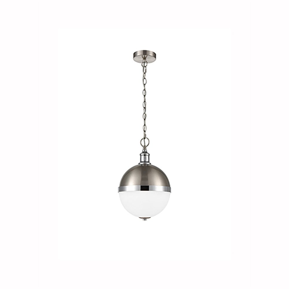 Hemisphere Small Satin Nickel & Chrome Ceiling Pendant
