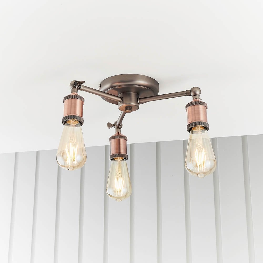 Hal 3 Light Semi Flush in Copper Finish