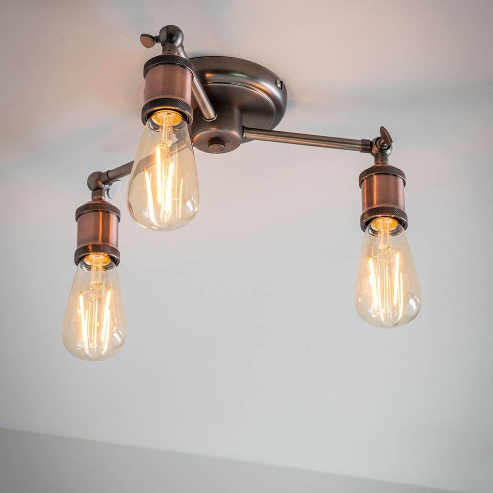 Hal 3 Light Semi Flush in Copper Finish