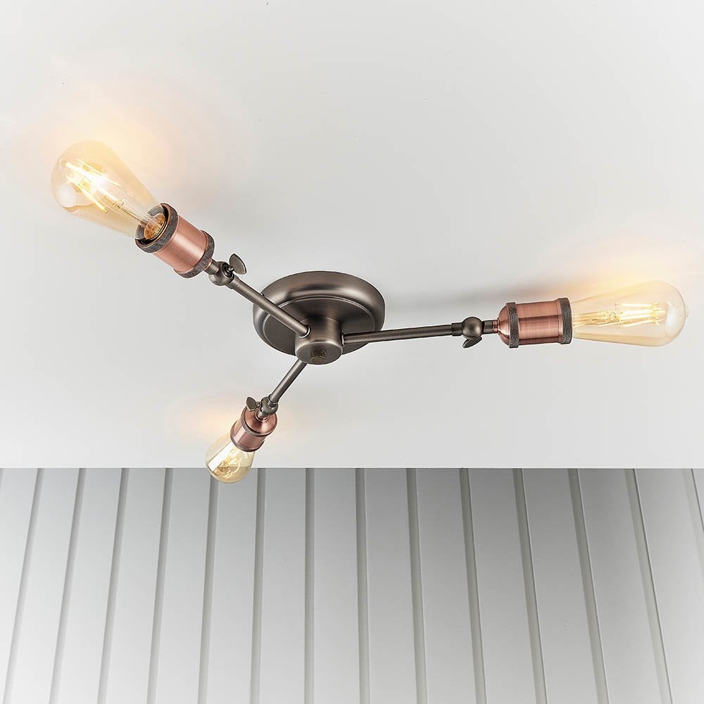 Hal 3 Light Semi Flush in Copper Finish