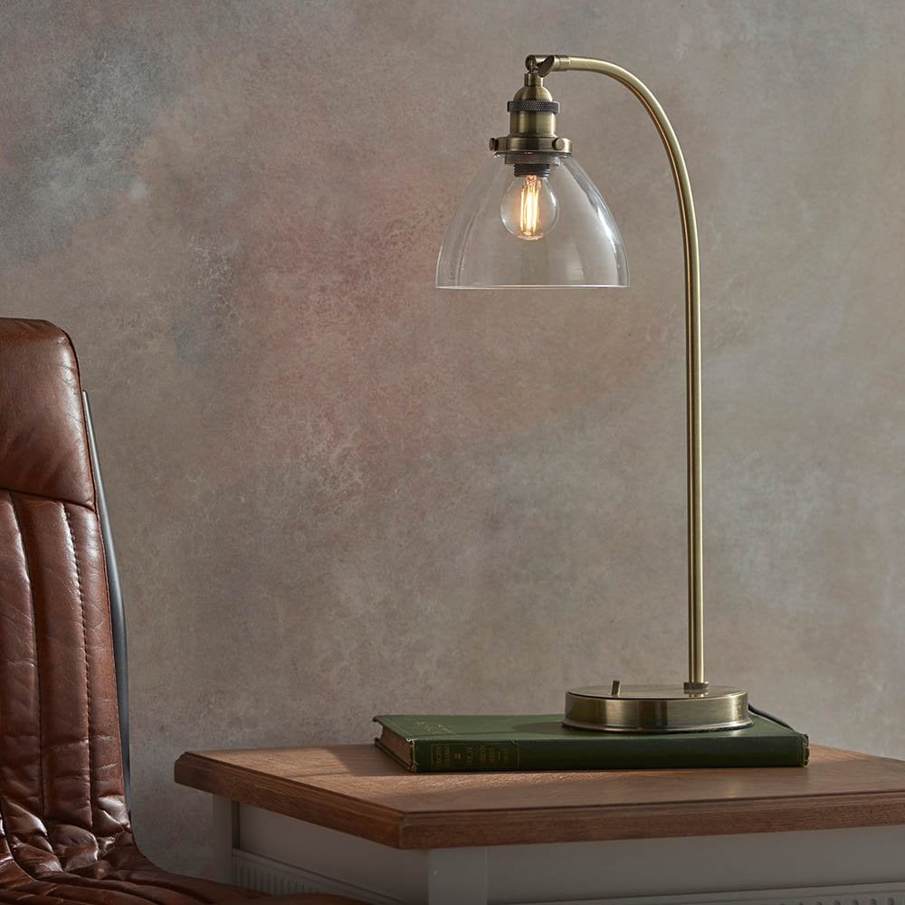 Hansen Table Lamp in Antique Brass
