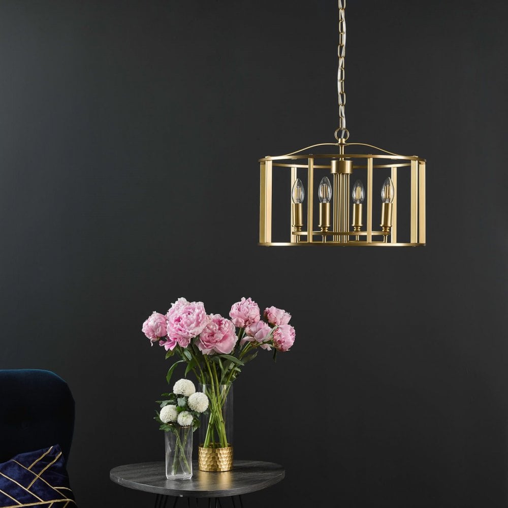 Myka 4 Light Pendant in Brushed Bronze