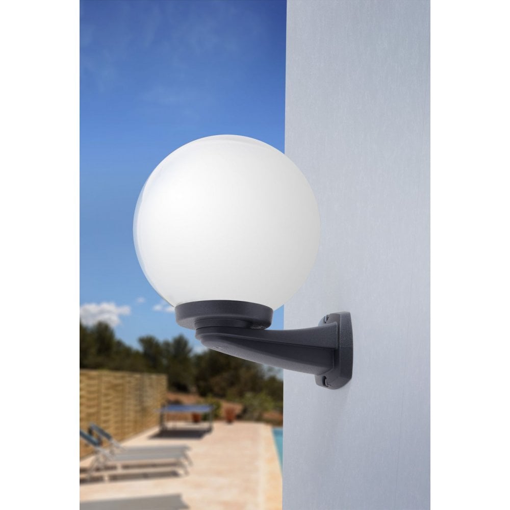 Nardo 250mm Opal Globe Black Wall Light