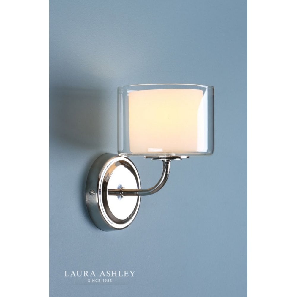 Southwell Wall Light in Polished Nickel & Glass Shade