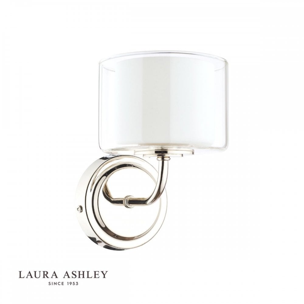 Southwell Wall Light in Polished Nickel & Glass Shade