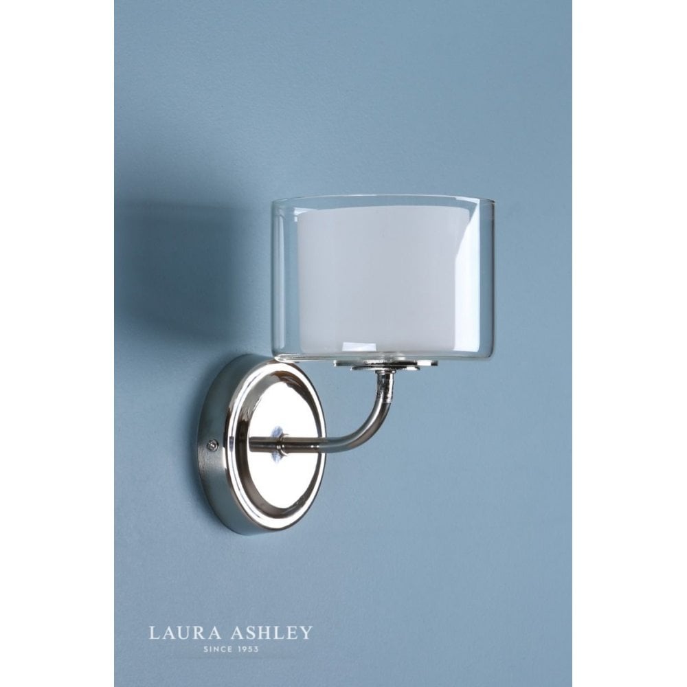Southwell Wall Light in Polished Nickel & Glass Shade
