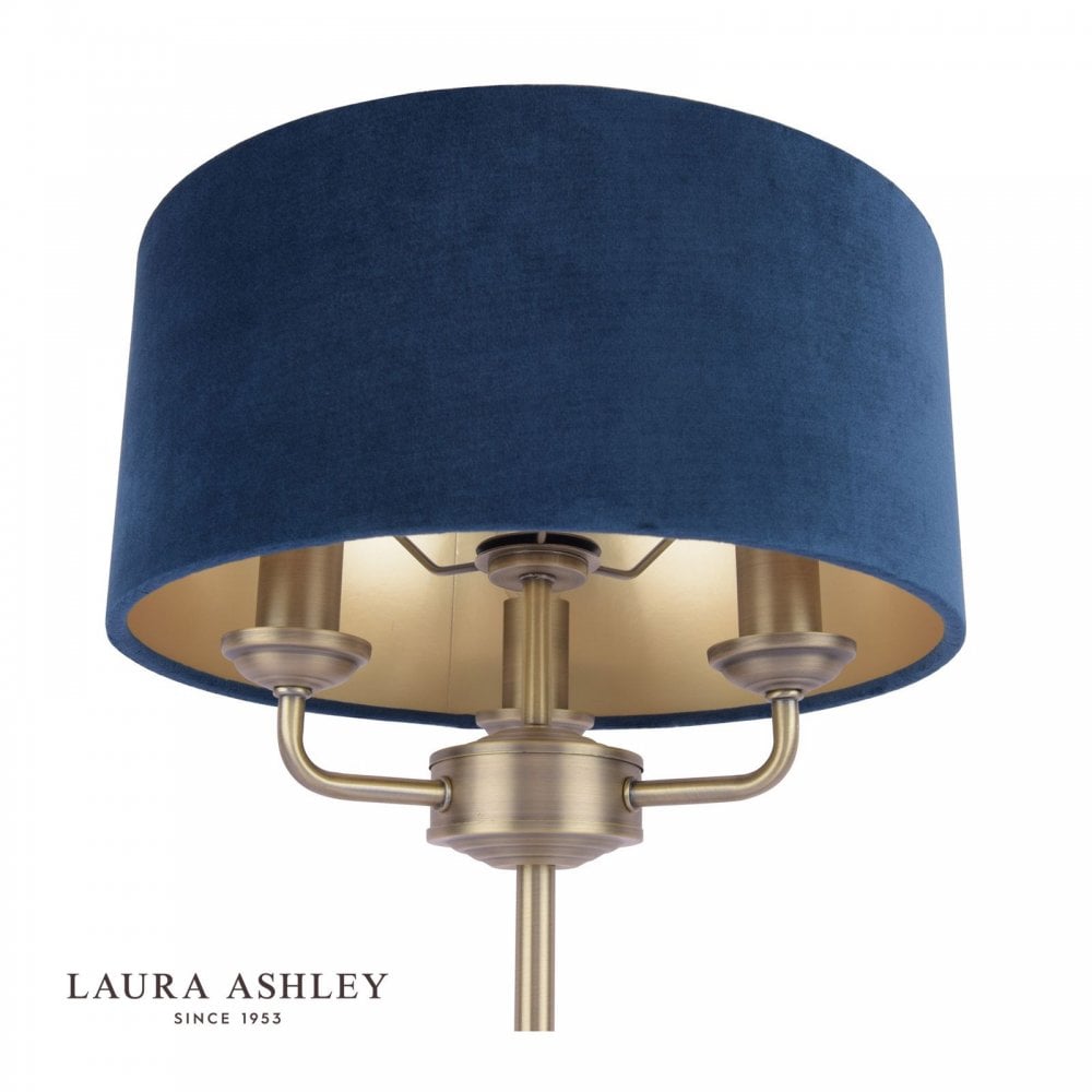 Sorrento Antique Brass Table Lamp C/W Blue Shade