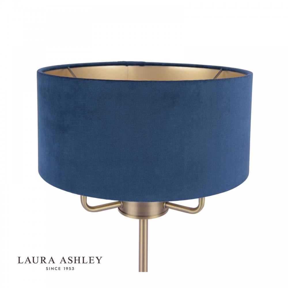 Sorrento Antique Brass Table Lamp C/W Blue Shade
