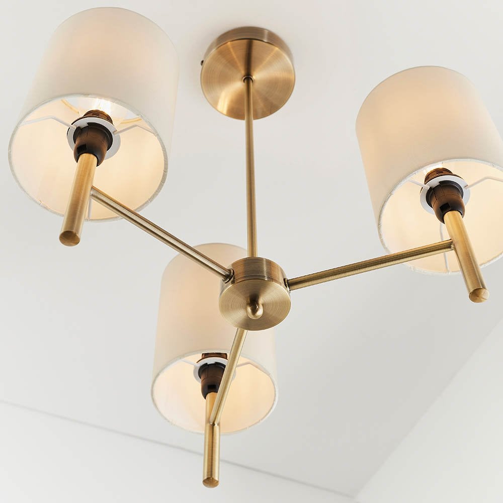 Brio3 Light Semi Flush in Antique Brass