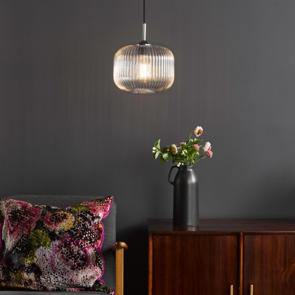 Demarius 1 Light Chrome Pendant with Clear Glass