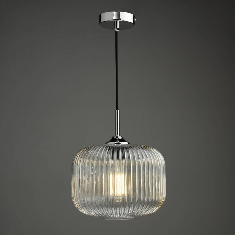 Demarius 1 Light Chrome Pendant with Clear Glass