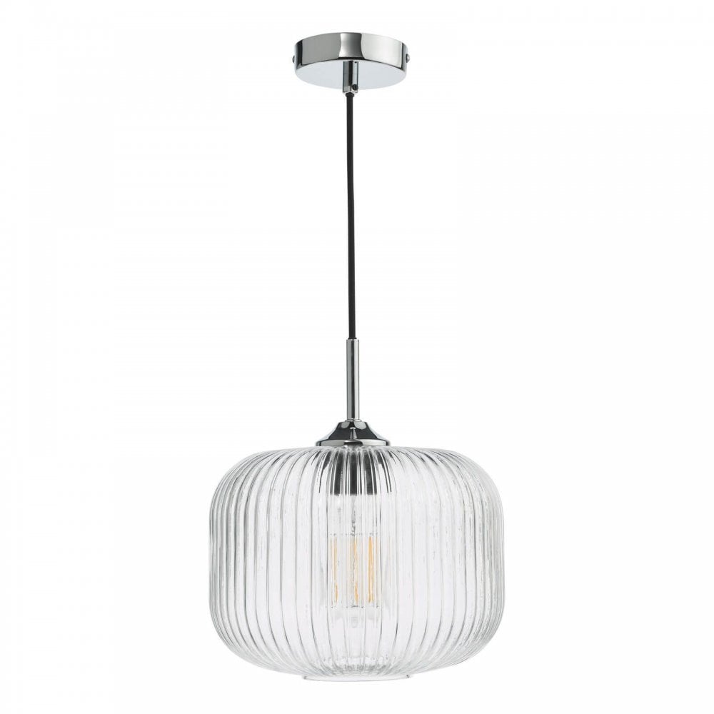 Demarius 1 Light Chrome Pendant with Clear Glass