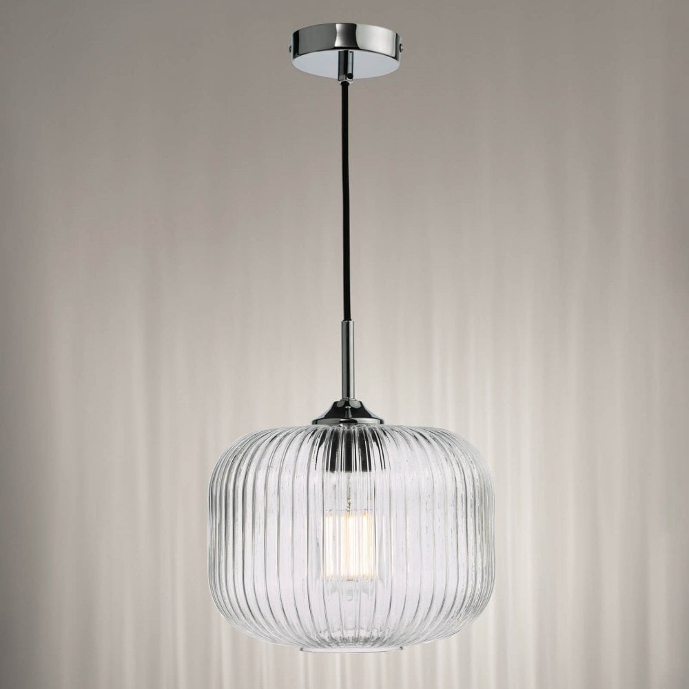 Demarius 1 Light Chrome Pendant with Clear Glass