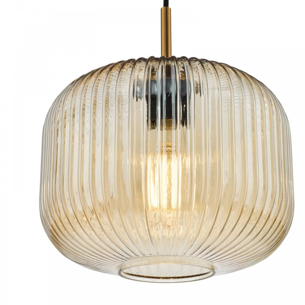 Demarius Natural Brass & Amber Glass Pendant