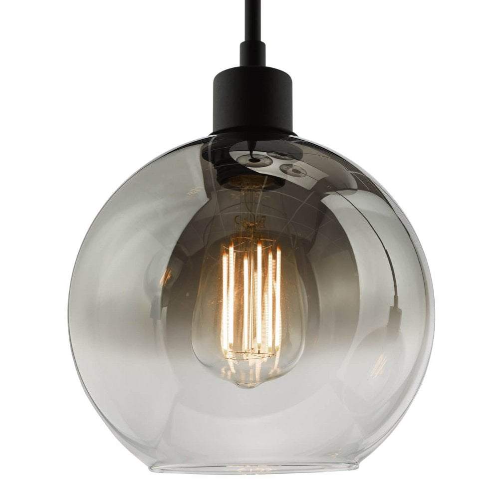 Lycia 3 Light Black Cluster Pendant with Smoked Glass Shades