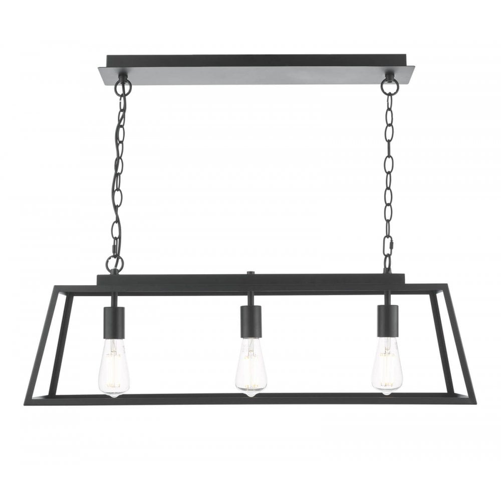 Claudia 3 Light Bar Pendant in Matt Black