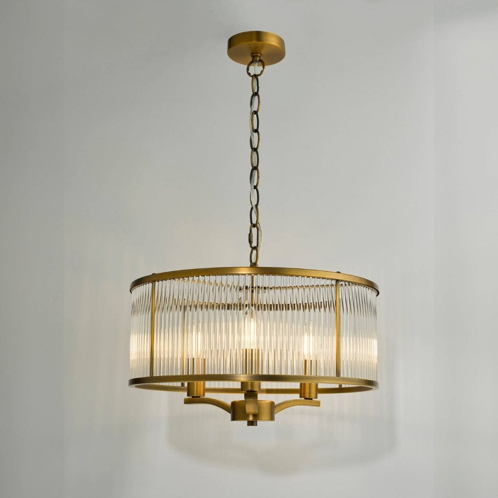 Evelyn 3 Light Antique Bronze & Glass Pendant
