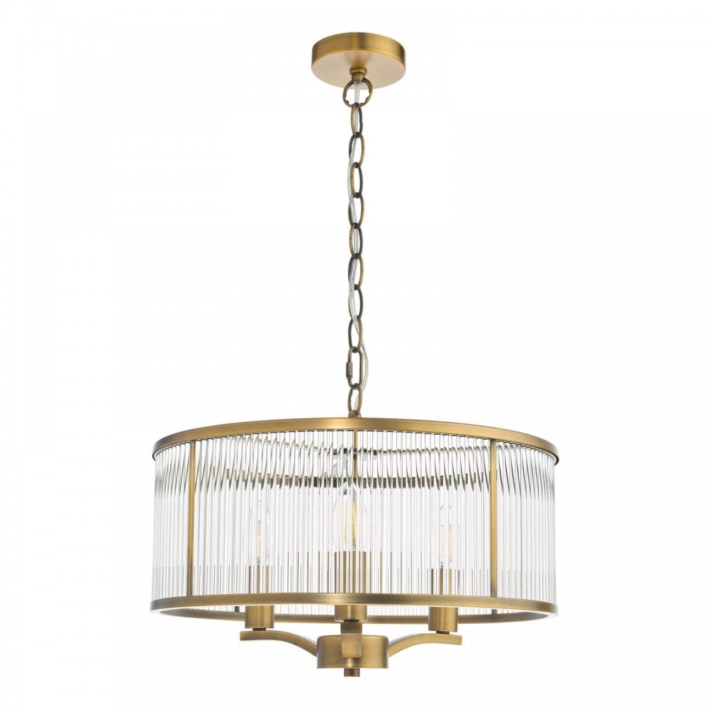 Evelyn 3 Light Antique Bronze & Glass Pendant