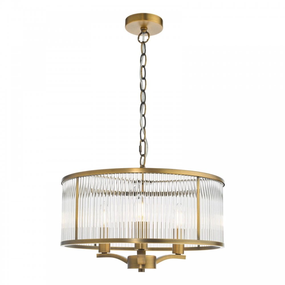 Evelyn 3 Light Antique Bronze & Glass Pendant