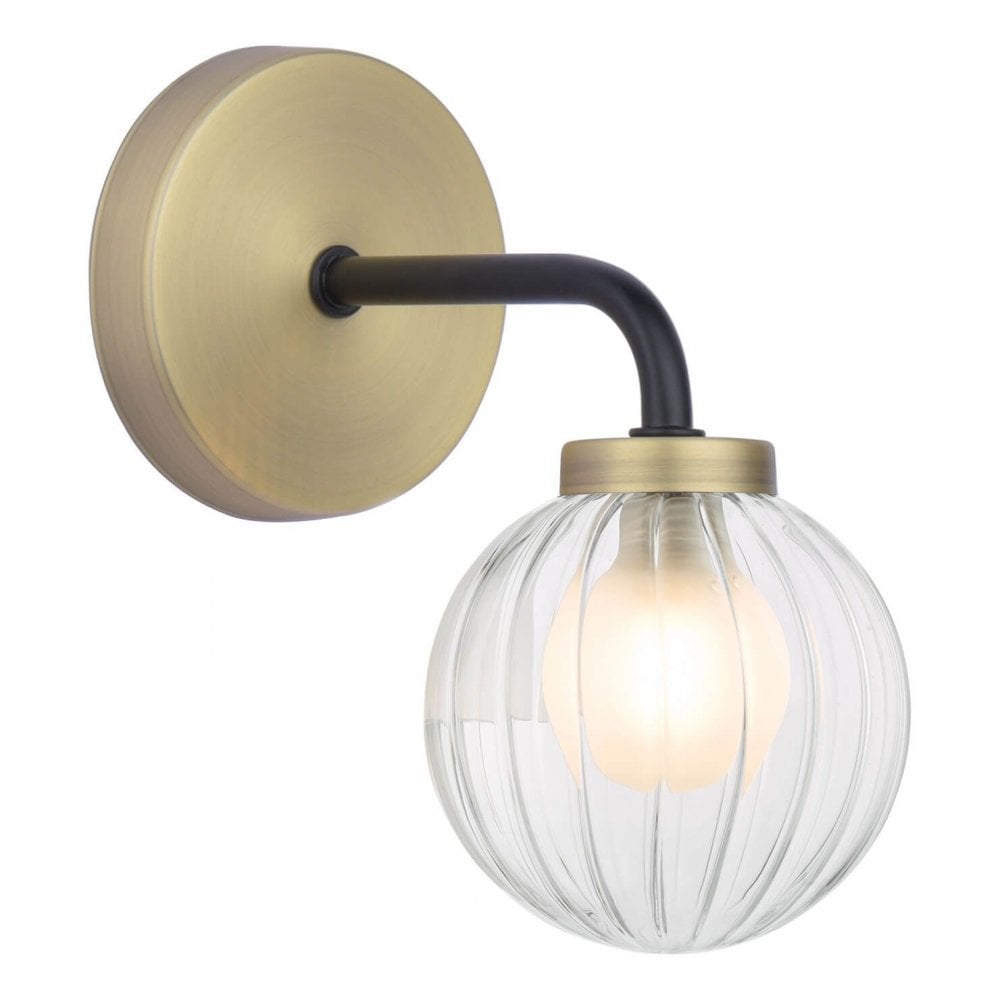 Gibbs Single Antique Brass & Black Wall Light