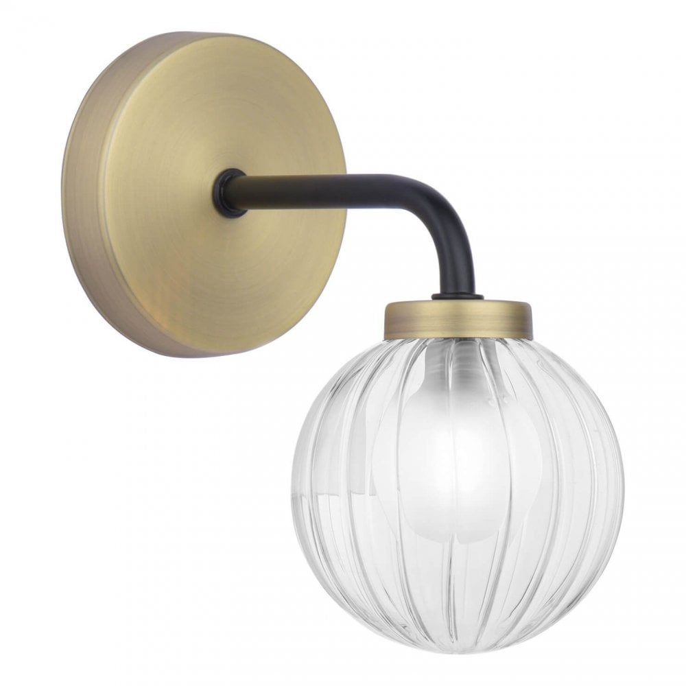 Gibbs Single Antique Brass & Black Wall Light