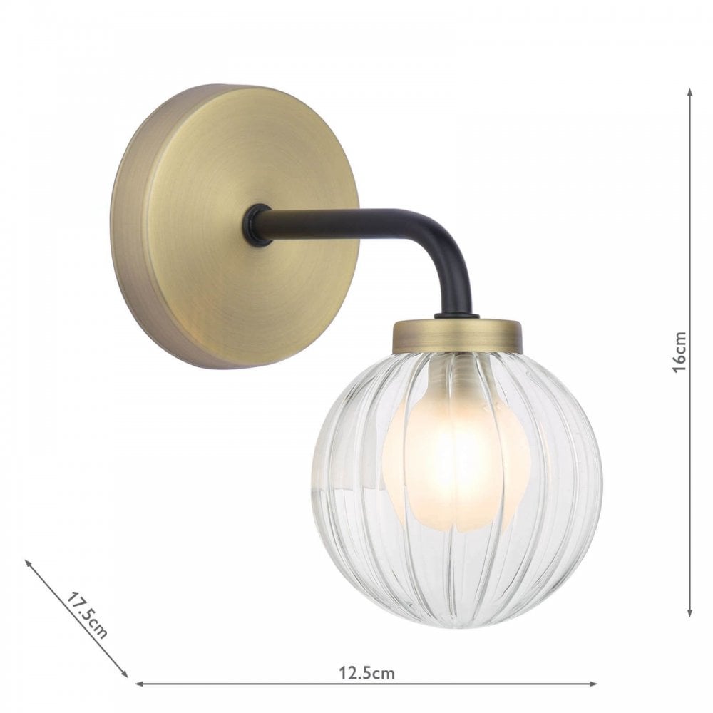 Gibbs Single Antique Brass & Black Wall Light
