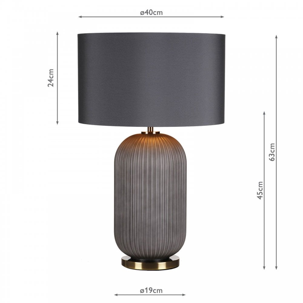 Helicon Grey Ribbed Table Lamp C/W Grey Shade