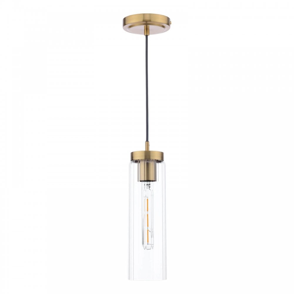 Jodelle Polished Bronze & Glass Single Pendant