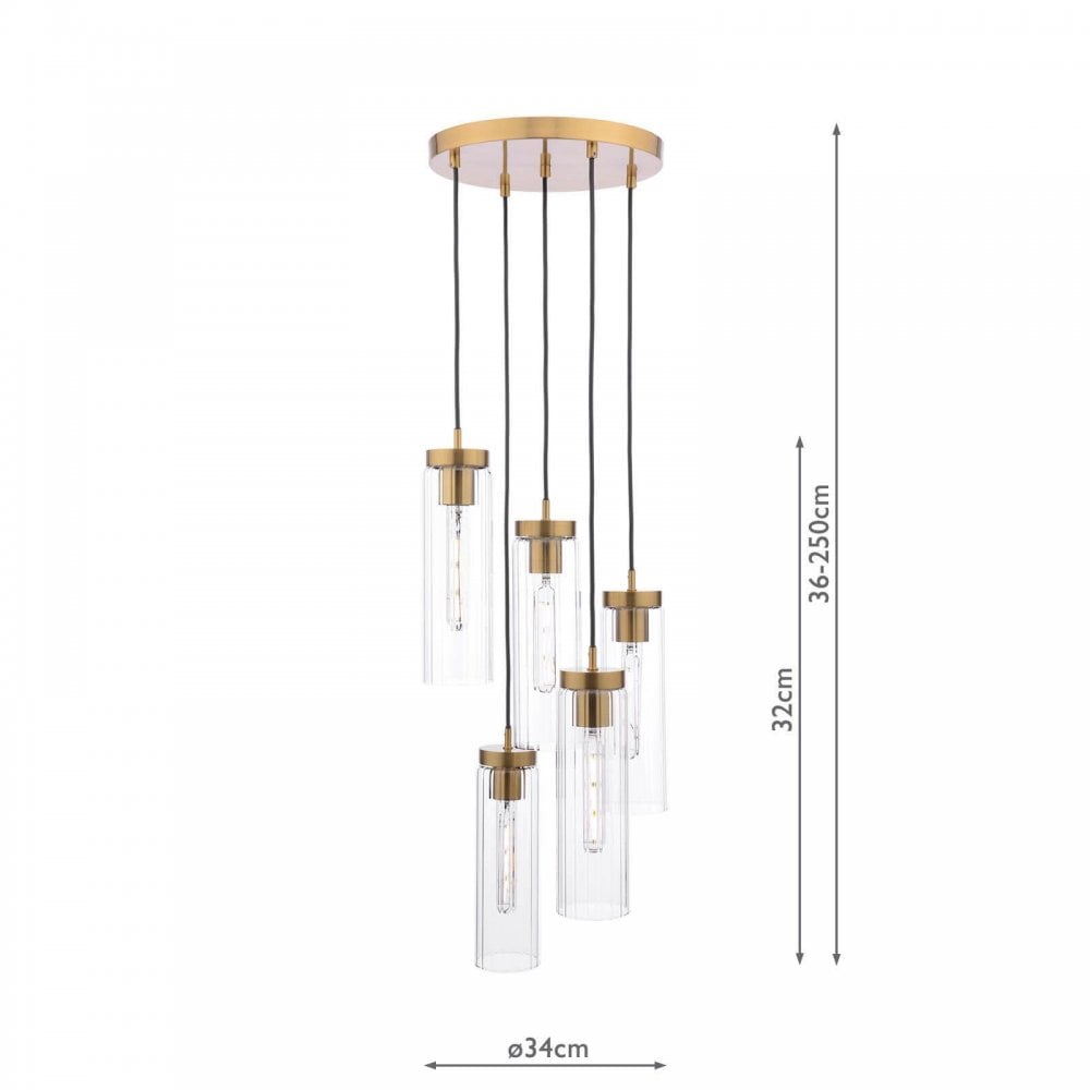 Jodelle 5 Light Polished Bronze Cluster Pendant