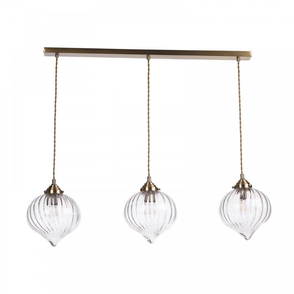 Mya 3 Light Antique Brass & Glass Bar