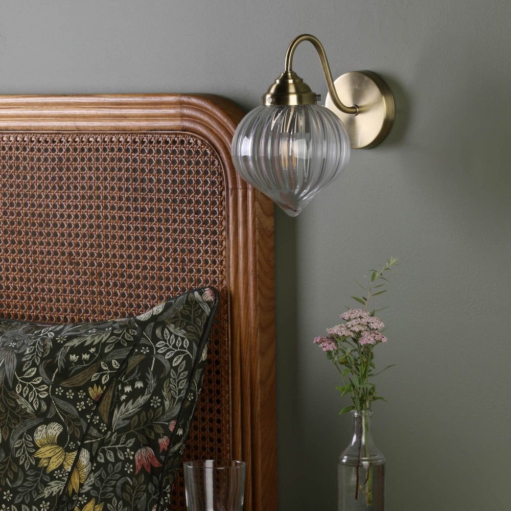 Mya Antique Brass & Glass Wall Light