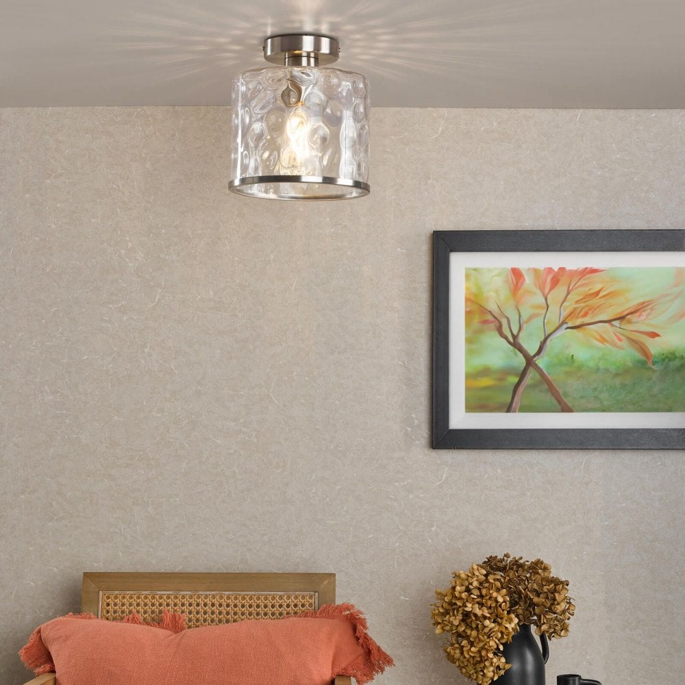Olsen Semi Flush in Satin Chrome & Glass