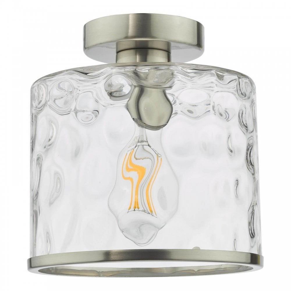 Olsen Semi Flush in Satin Chrome & Glass