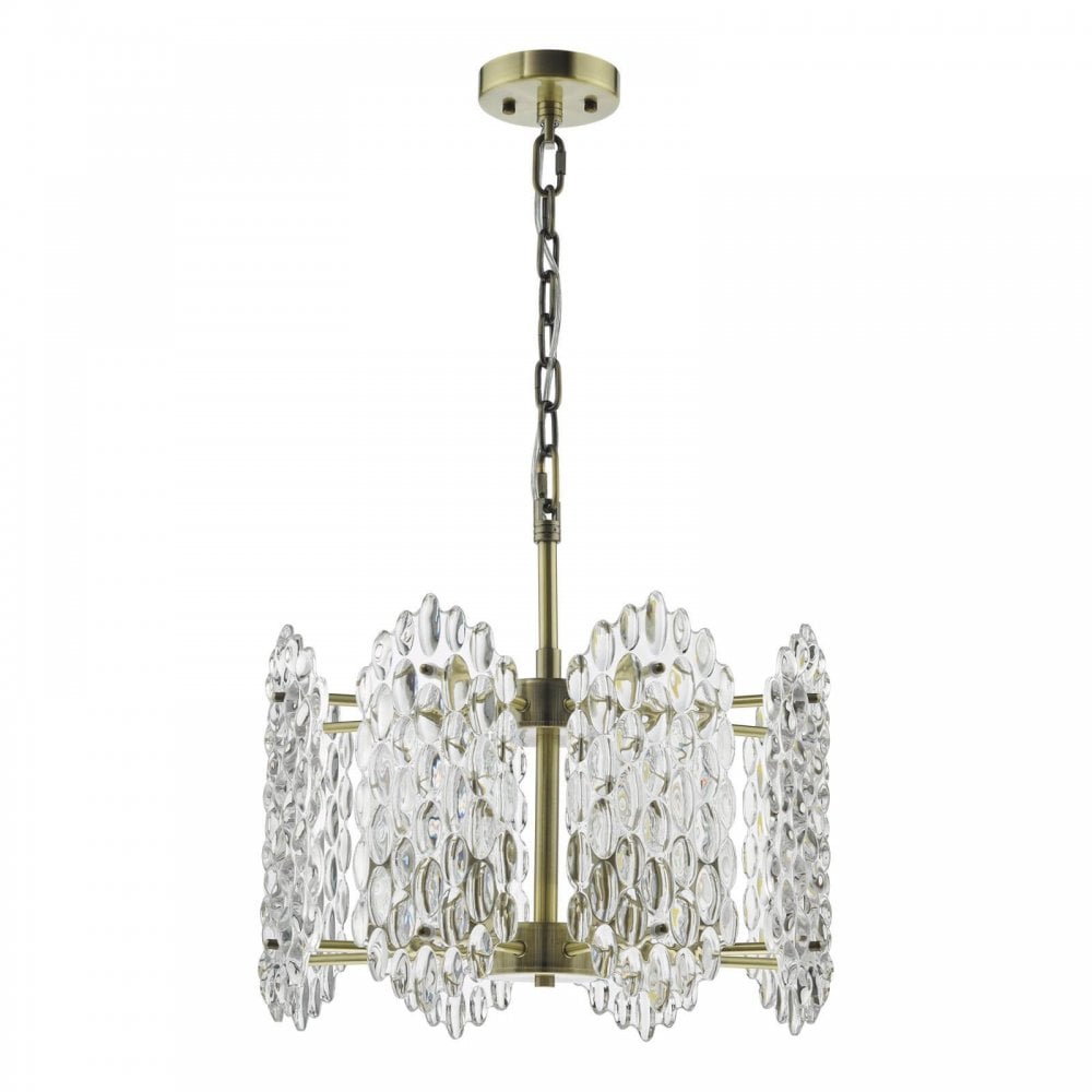 Porthos 8 Light Antique Brass & Glass Chandelier