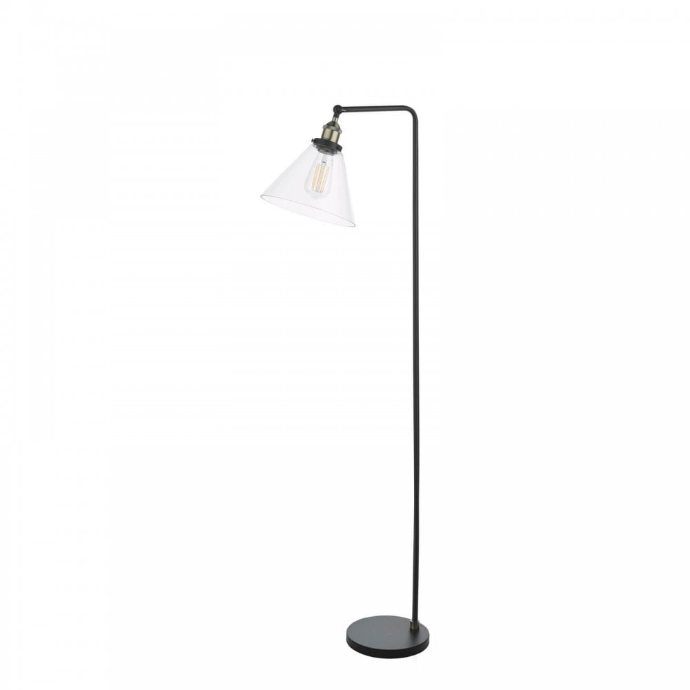 Ray Antique Brass & Glass Floor Lamp