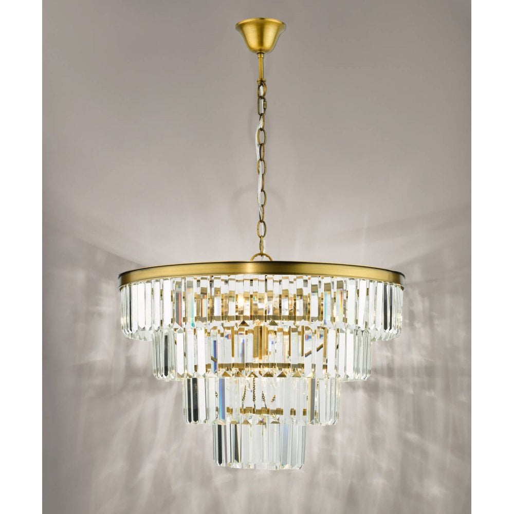 Rhapsody 6 Light Crystal Chandelier in Natural Brass
