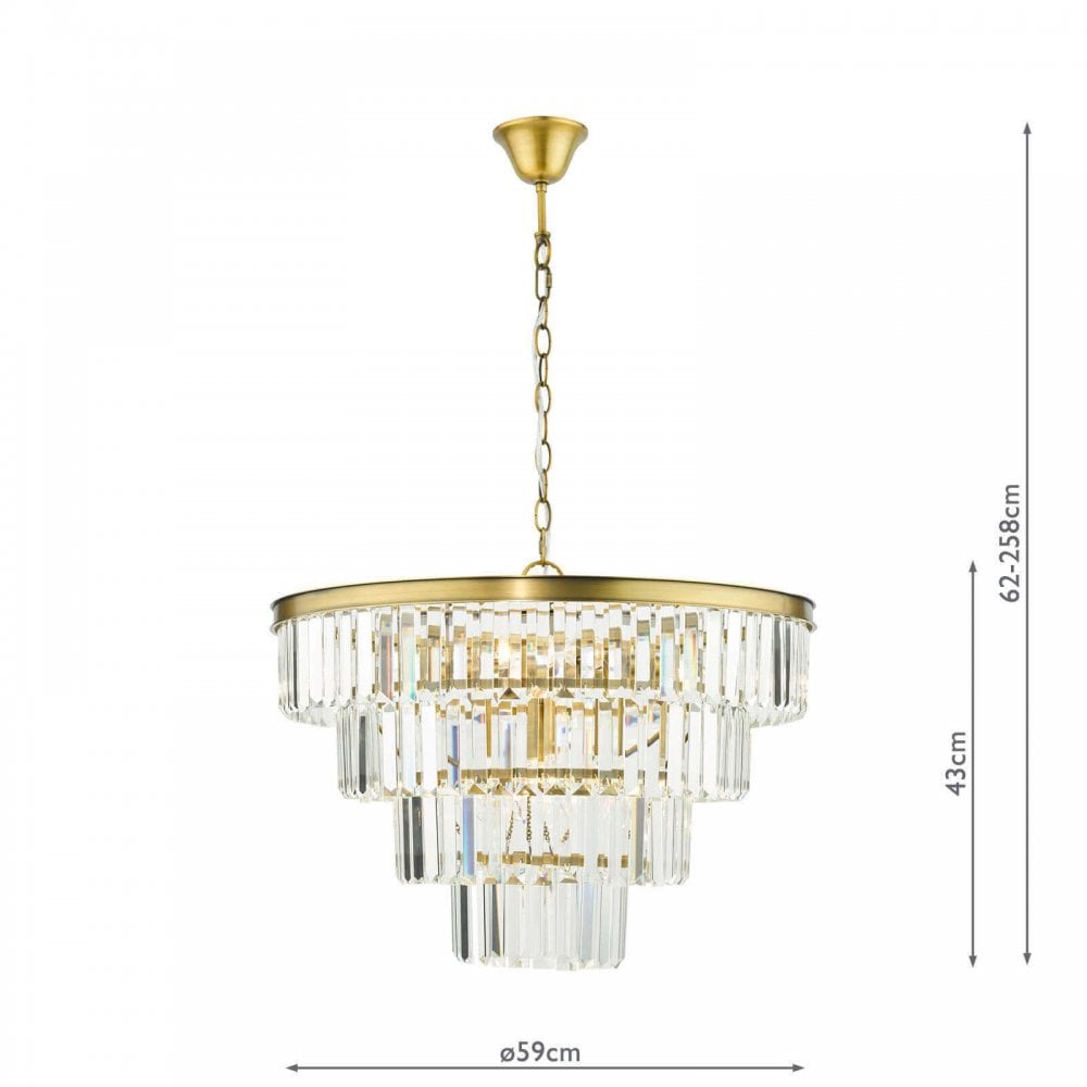 Rhapsody 6 Light Crystal Chandelier in Natural Brass