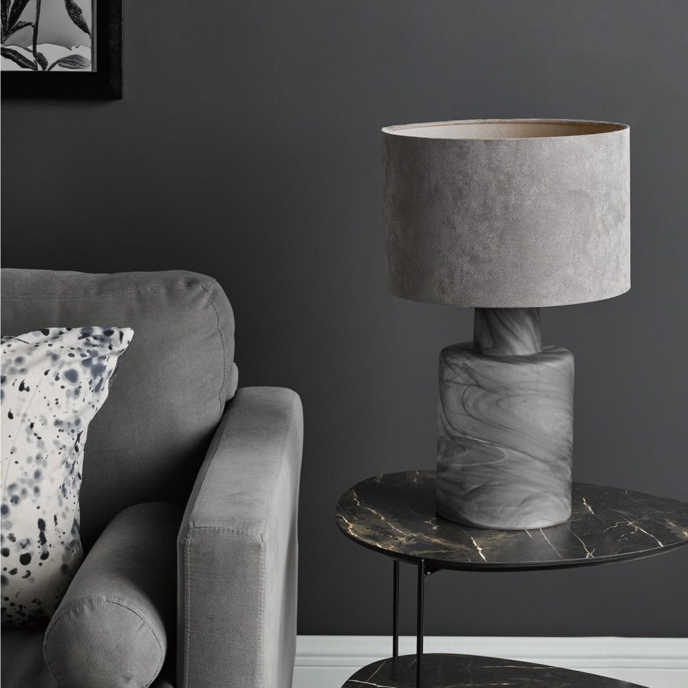 Wanda Smoked Glass Table Lamp C/W Shade