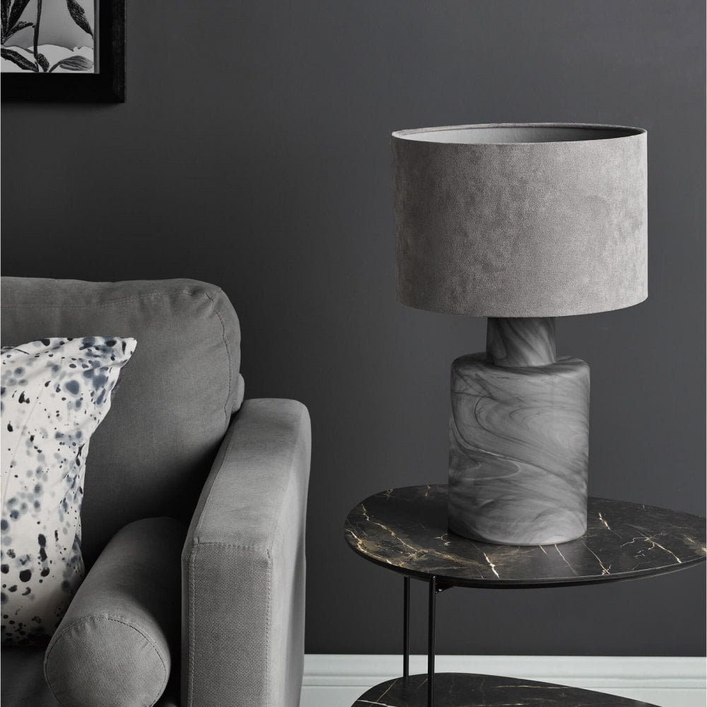 Wanda Smoked Glass Table Lamp C/W Shade