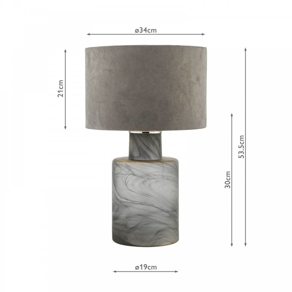 Wanda Smoked Glass Table Lamp C/W Shade