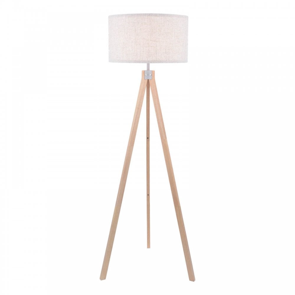 Armitage Light Wood Tripod Floor Lamp C/W Shade