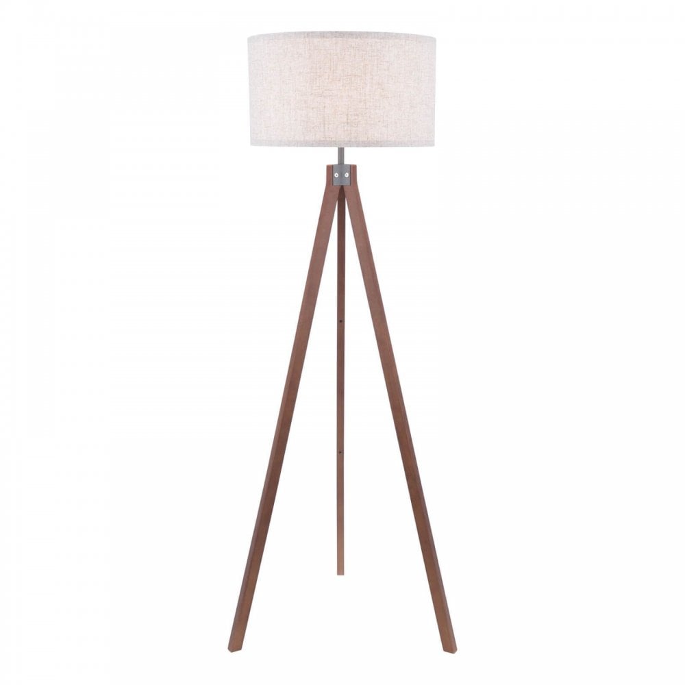 Armitage Dark Wood Tripod Floor Lamp C/W Shade