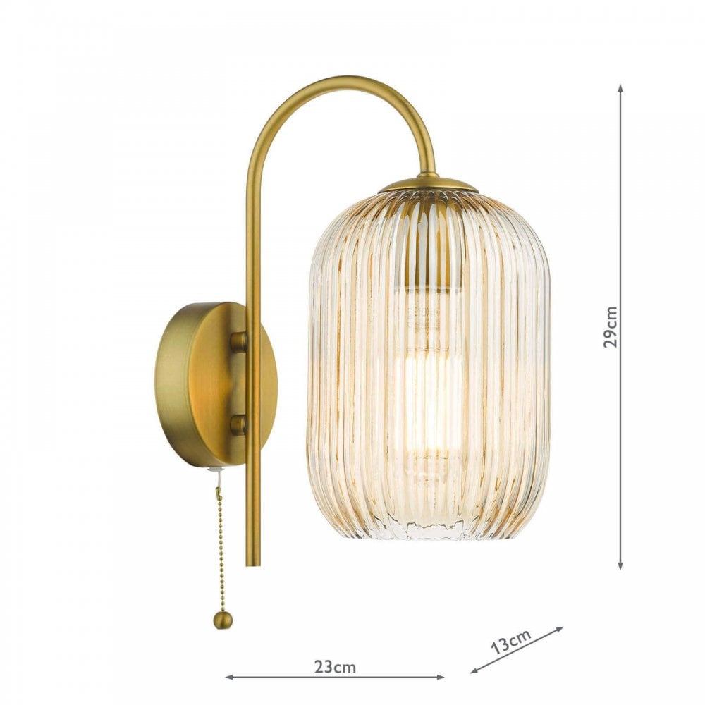 Idra Ages Bronze Wall Light C/W Champagne Ribbed Shade