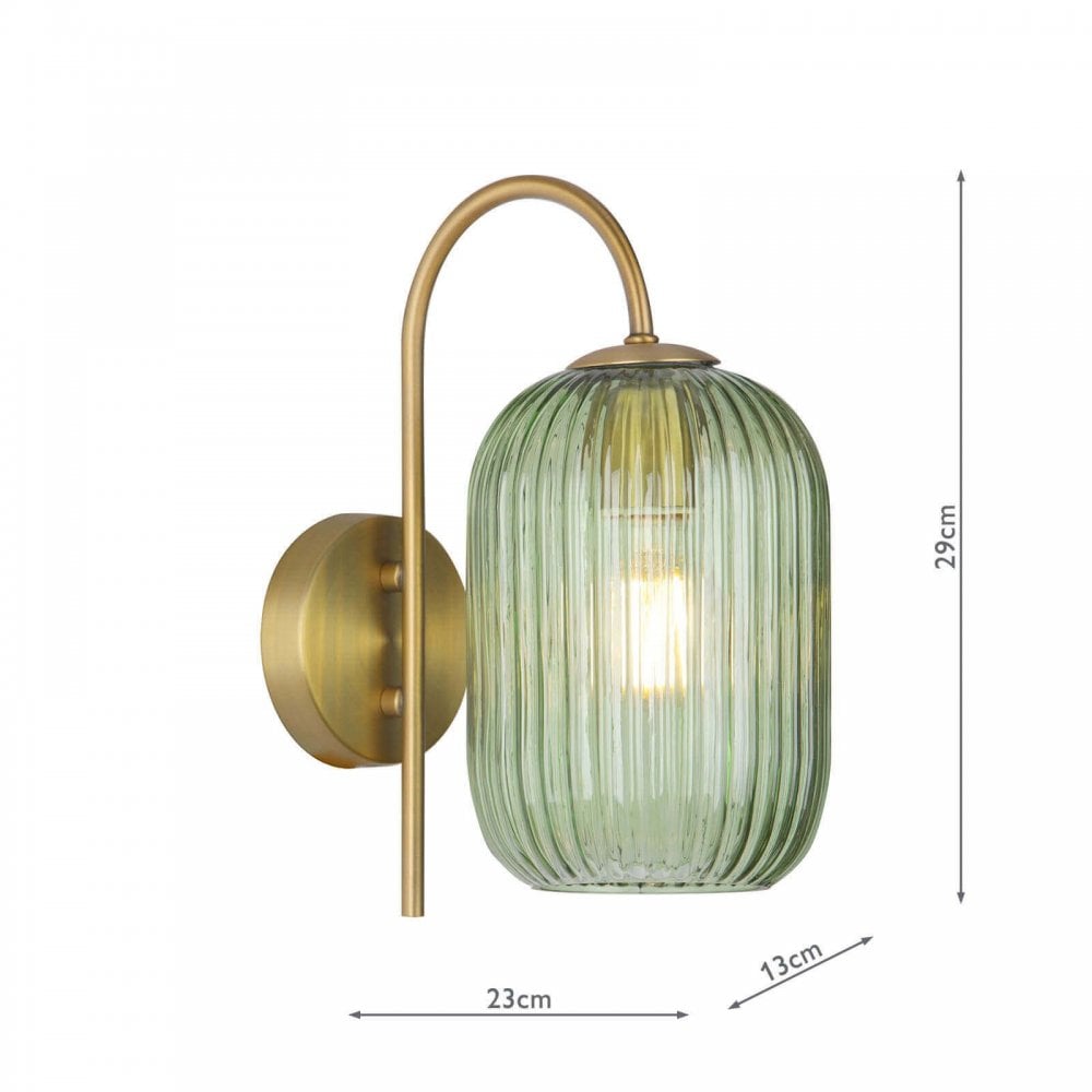 Idra Ages Bronze Wall Light C/W Green Ribbed Shade
