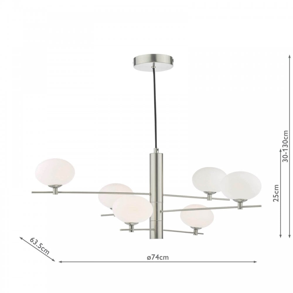 Jasper 6 Light Satin Nickel Pendant