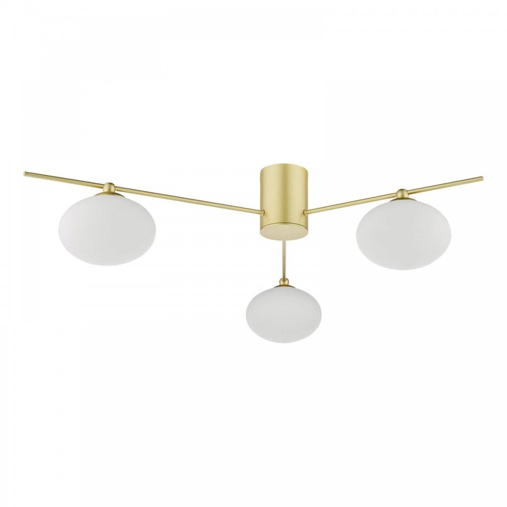 Jasper Satin Gold 3 Light Semi Flush Fitting